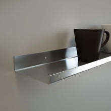 Load image into Gallery viewer, OVER THE RANGE Shelf, Floating/ Reversible Ledge, Spice Rack, Mug Display 30" long (5" deep, Stainless Steel) - Productive Organizing