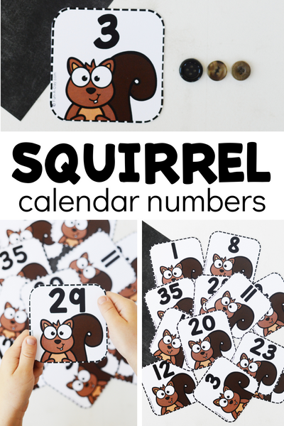 Squirrel Calendar Numbers Free Printable