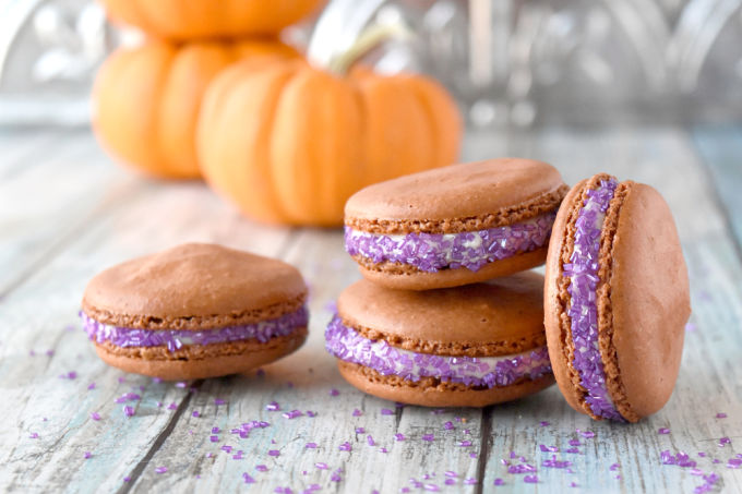 Pumpkin Pie Macaron actually taste like pumpkin pie!! Like a real pumpkin pie with rich pumpkin flavor thanks to ground pumpkin flour in the shells and the pumpkin pie syrup in the buttercream