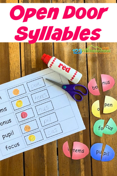 Egg Open Door Syllable Words Activity for Kindergarten / First Grade