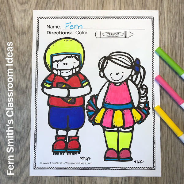 Freebie Friday - Fall Football and Cheerleading Coloring Pages Freebie For Your Classroom!