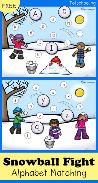 Snowball Fight Alphabet Matching Game