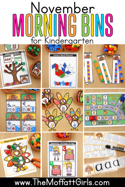 November Kindergarten Morning Bins