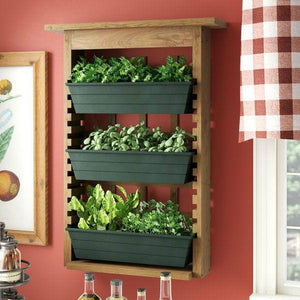 3 Piece Indoor-Outdoor Wood Wall Planter Vertical Garden - Productive Organizing