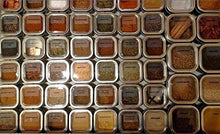 Load image into Gallery viewer, Culinarian II Magnetic Spice Rack - 48 Bravada Square Clear Lid Magnetic Spice Tins, Brushed Stainless Steel Versa-Board Wall Base, 149 Spice Labels - Productive Organizing