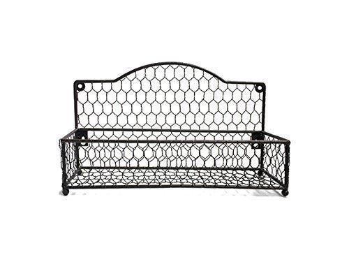 Cloverwild Cooking Oil & Wide Spice Rack (Countertop or Wall Mounted), Dark Brown | Single Tier Chicken Wire Metal | Kitchen Storage Shelf Container | Wine Holder | Mail Organizer Basket - Productive Organizing