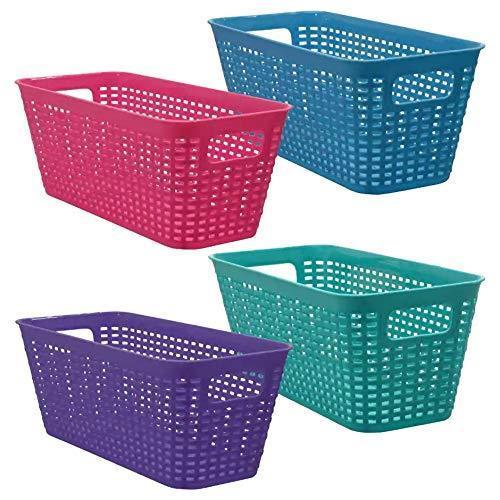 Small Colorful Plastic Baskets Rectangle Tray Pantry Organization and Storage Kitchen Cabinet Spice Rack Food Shelf Organizer Organizing for Desks Drawers Weave Deep Closets Lockers - Productive Organizing