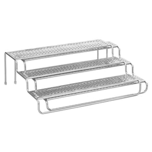 mDesign Adjustable, Expandable Kitchen Wire Metal Storage Cabinet, Cupboard, Food Pantry, Shelf Organizer Spice Bottle Rack Holder - 3 Level Storage - Up to 25" Wide, 2 Pack - Silver - Productive Organizing
