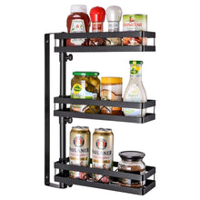 Load image into Gallery viewer, 3 Tier Wall Mounted Spice Rack Organizer, Kinghouse Kitchen Bathroom Storage Organizer, Spice Bottle Jars Rack Holder with Adjustable Shelf, Stainless steel - Productive Organizing