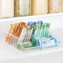 Load image into Gallery viewer, mDesign Plastic Wide Food Storage Organizer Bin Caddy for Kitchen, Pantry, Cabinet, Countertop - Holds Baking Supplies, Spices, Pouches, Dressing Mixes, Tea, Sugar Packets, 6 Sections, 5 Pack - Clear - Productive Organizing