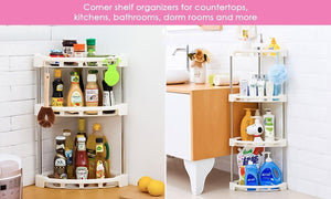 4-Tier Corner Storage Organizer Shelf I Best Kitchen Spice Rack, Makeup/Cosmetics Counter Organizing Stand, Bathroom Organizer (Off White) (4-Tier) - Productive Organizing