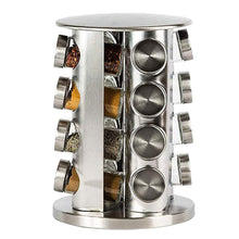 Load image into Gallery viewer, Spice Rack Revolving Stainless Steel Seasoning Storage Organizer Spice Carousel Tower for Kitchen Set of 16 Jars - Productive Organizing