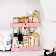 Load image into Gallery viewer, FEOOWV 2 Tier Kitchen Countertop Corner Storage Rack, Bathroom Corner Shelf,Space Saving Organizer for Spice Jars Bottle Holder (StyleC-Pink) - Productive Organizing