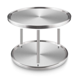 STARVAST 2 Pack 2-Tier Stainless Steel Lazy Susan Turntable 10 inch 360-degree Lazy Susan Spice Rack Organizer for Kitchen Cabinet, Countertop, Centerpiece - Productive Organizing