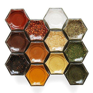 Gneiss Spice Large Empty Magnetic Spice Jars | Create a DIY Hanging Spice Rack on Your Fridge | Includes Hexagon Glass Jars, Magnetic Lids + Spice Labels (24 Large Jars, Silver Lids) - Productive Organizing