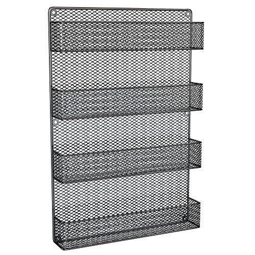 Spice Rack Organizer - Country Rustic Wire Style - Great Storage for Pantry, Cabinet and Kitchen - Wall Mounted 4 Tier Shelves - Productive Organizing
