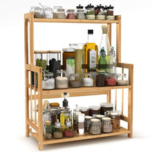 Load image into Gallery viewer, 3-Tier Standing Spice Rack LITTLE TREE Kitchen Bathroom Countertop Storage Organizer, Bamboo Spice Bottle Jars Rack Holder with Adjustable Shelf, Bamboo - Productive Organizing