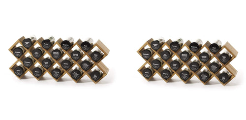 Kamenstein 5085178 Criss-Cross 18-Jar Bamboo Countertop Spice Rack Organizer with Free Spice Refills for 5 Years (2 X Pack of 18) - Productive Organizing