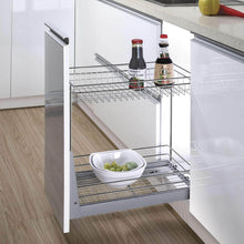 Load image into Gallery viewer, 17.3x11.8x20.7&quot; Cabinet Pull-Out Chrome Wire Basket Organizer 2-Tier Cabinet Spice Rack Shelves Bowl Pan Pots Holder Full Pullout Set - Productive Organizing