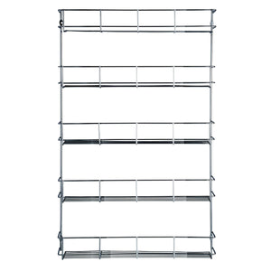 VonShef 5 Tier Spice Rack Chrome Plated (Easy Fix) for Herbs and Spices Suitable for Wall Mount or Inside Cupboard - Productive Organizing