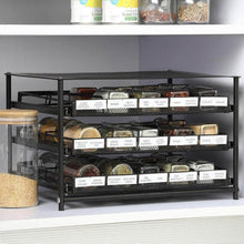 Load image into Gallery viewer, NEX 3 Tier Standing Spice Rack Kitchen Countertop Storage Organizer, Adjustable Shelf Pull Out Spice Rack Slide Out Cabinet for Spice Jars Glass Empty Cabinets, Holds 18,24,30 Jars (Brown, 30 Jars) - Productive Organizing
