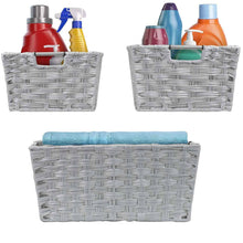 Load image into Gallery viewer, Sorbus Woven Basket Bin Set, Storage for Home Décor, Nursery, Desk, Countertop, Closet, Cube Organizer Shelf, Stackable Baskets Includes Built-in Carry Handles (Set of 3 - Light Gray) - Productive Organizing