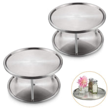 Load image into Gallery viewer, STARVAST 2 Pack 2-Tier Stainless Steel Lazy Susan Turntable 10 inch 360-degree Lazy Susan Spice Rack Organizer for Kitchen Cabinet, Countertop, Centerpiece - Productive Organizing