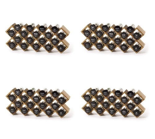 Kamenstein 5085178 Criss-Cross 18-Jar Bamboo Countertop Spice Rack Organizer with Free Spice Refills for 5 Years (Pack of 4) - Productive Organizing