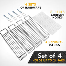 Load image into Gallery viewer, Spice Rack Organizer for Cabinet, Door Mount, or Wall Mounted - Set of 4 Chrome Tiered Hanging Shelf for Spice Jars - Storage in Cupboard, Kitchen or Pantry - Display bottles on shelves, in cabinets - Productive Organizing