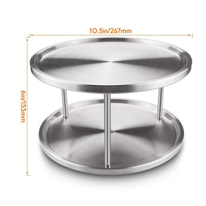 STARVAST 2 Pack 2-Tier Stainless Steel Lazy Susan Turntable 10 inch 360-degree Lazy Susan Spice Rack Organizer for Kitchen Cabinet, Countertop, Centerpiece - Productive Organizing