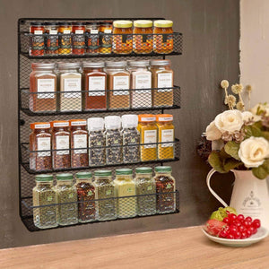 BBBuy 4 Tier Spice Rack Organizer wall mounted Country Rustic Chicken Holder Large Cabinet or Wall Mounted Wire Pantry Storage Rack, Great for Storing Spices, Household stuffs - Productive Organizing