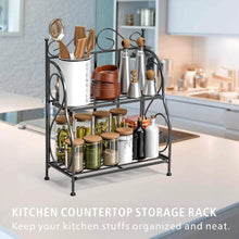Load image into Gallery viewer, F-color Bathroom Countertop Organizer, 2 Tier Collapsible Kitchen Counter Spice Rack Jars Bottle Shelf Organizer Rack, Black - Productive Organizing