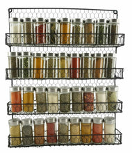 Load image into Gallery viewer, 4 Tier Metal Spice Rack Wall Mount Kitchen Spices Organizer Pantry Cabinet Hanging Herbs Seasoning Jars Storage Closet Door Cupboard Mounted Holder Black - Productive Organizing