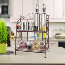 Load image into Gallery viewer, Packism Storage Rack, 2 Tier Bathroom Organizer Foldable Spice Rack for Kitchen Countertop Jars Storage Organizer Counter Shelf, Bronze - Productive Organizing