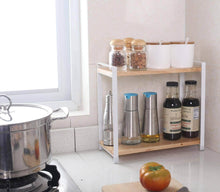 Load image into Gallery viewer, Garwarm 2-Tiers Kitchen Natural Wooden Spice Rack/Standing Rack/Kitchen Bathroom Bedroom Countertop Storage Organizer Spice Jars Bottle Shelf Holder Rack - Productive Organizing