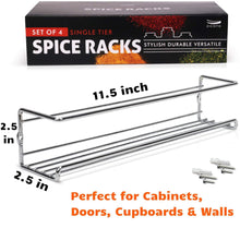 Load image into Gallery viewer, Gorgeous Spice Rack Organizer for Cabinets or Wall Mounts - Space Saving Set of 4 Hanging Racks - Perfect Seasoning Organizer For Your Kitchen Cabinet, Cupboard or Pantry Door - Productive Organizing