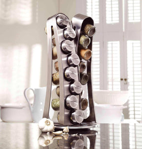 Kamenstein Tower 16-Jar Revolving  Spice Rack with Free Spice Refills for 5 Years - Productive Organizing