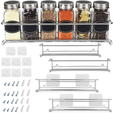 Load image into Gallery viewer, Spice Rack Organizer for Cabinet, Door Mount, or Wall Mounted - Set of 4 Chrome Tiered Hanging Shelf for Spice Jars - Storage in Cupboard, Kitchen or Pantry - Display bottles on shelves, in cabinets - Productive Organizing