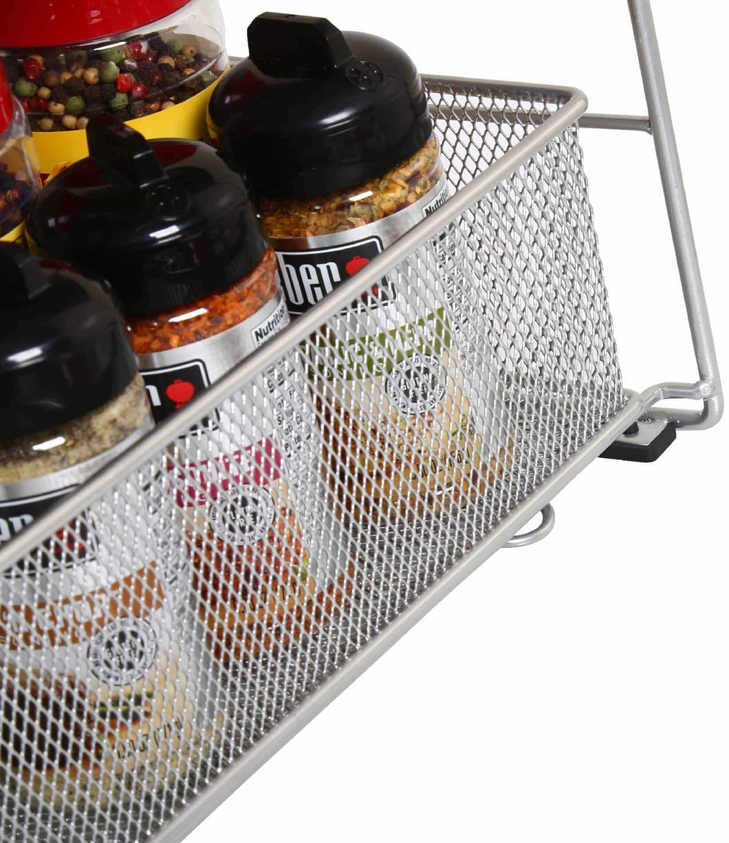 YBM Home Silver 2 Tier Mesh Sliding Spice and Sauces Basket Cabinet Organizer Drawer 2304 - Productive Organizing
