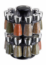 Load image into Gallery viewer, Cole &amp; Mason Herb and Spice Rack with Spices - Revolving Countertop Carousel Set Includes 20 Filled Glass Jar Bottles - Productive Organizing