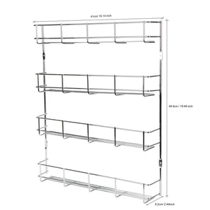 Exzact EXERZ Herb and Spice Rack 4 Tiers – Kitchen Shelf Organiser for Jars, Perfect Space Saving and Storage. Wall mountable or Cupboard Door Fitting (Fixings Included in The Package) EXSR004-4 - Productive Organizing