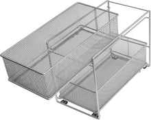 Load image into Gallery viewer, YBM Home Silver 2 Tier Mesh Sliding Spice and Sauces Basket Cabinet Organizer Drawer 2304 - Productive Organizing