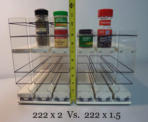 Vertical Spice - 22x2x11 DC - Spice Rack - Narrow Space w/2 Drawers each with 2 Shelves - 20 Spice Capacity - Easy to Install - Productive Organizing