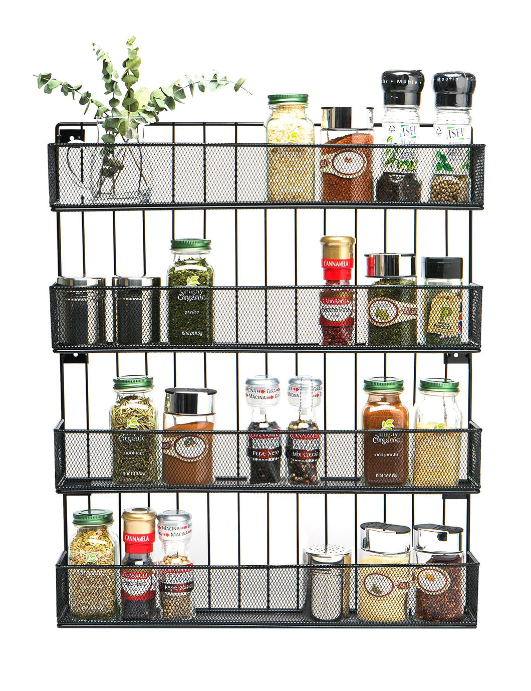 JackCubeDesign Wall Mount Spice Rack 4 tier Kitchen Countertop Worktop Display Organizer Spice Bottles Holder Stand Shelves(17.6 x 2.8 x 20.8 inches) - :MK418A - Productive Organizing