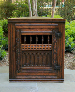 Antique English Oak CORNER Cabinet Hanging Medicine Spice Storage Wall Cabinet - Productive Organizing